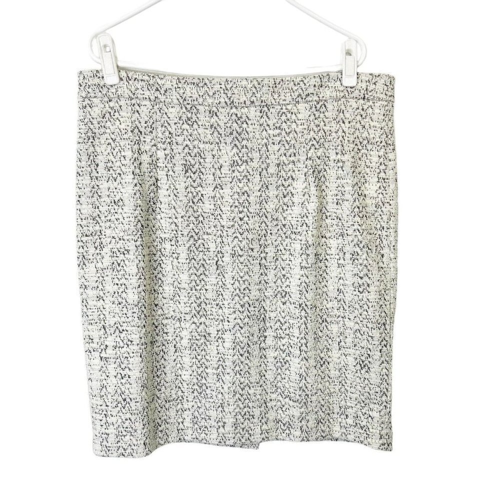 NEW Banana Republic Tweed Skirt Womens Size 16 White Black Knit